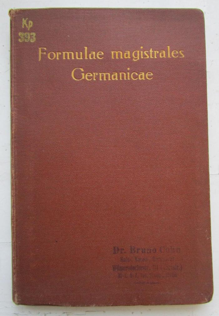 Kp 393: Formulae magistrales Germanicae (F. M. G.) (1912)