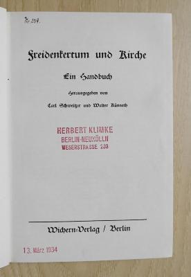 Pb 635 : Freidenkertum und Kirche (1932)