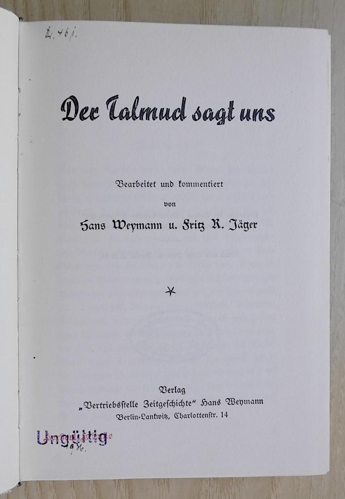 Pb 636 : Der Talmud sagt uns (1936)