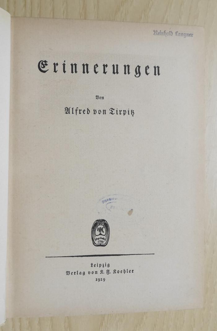 Gc 121b : Erinnerungen (1919)