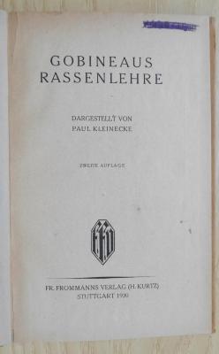 Bf 187 2 : Gobineaus Rassenlehre (1920)