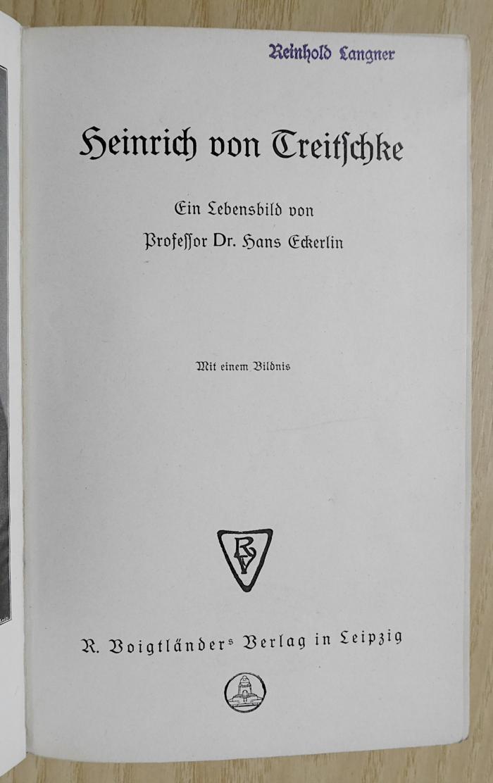 Gd 454 : Heinrich von Treitschke - Ein Lebensbild (1898)