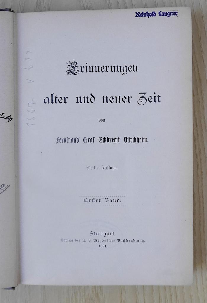 Gd 450-1 und -2 &lt;3&gt; : Erinnerungen alter und neuer Zeit. 2 (1891)