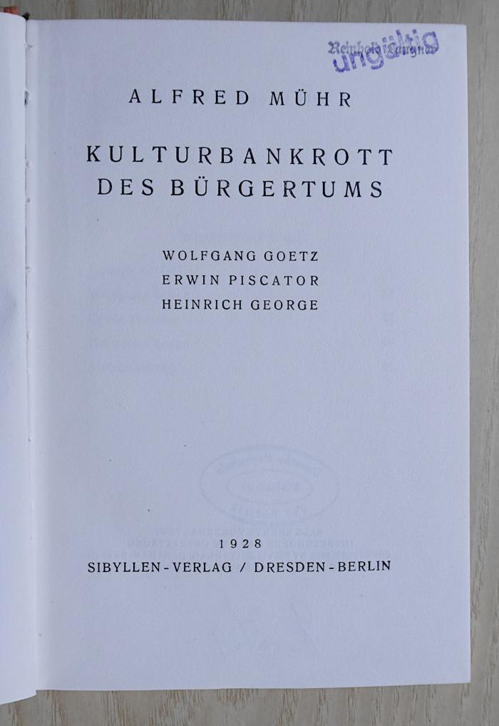 Sp 218 : Kulturbankrott des Bürgertums (1928)