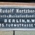G46 / 2949 (Rudolf Hertzberg's Buch und Musikalien-Handlung), Etikett: Buchhändler, Name, Ortsangabe; 'Rudolf Hertzberg's
Buch- u. Musikalien-Handlung
Berlin, N.W.
15. Turmstrasse 15.'. 