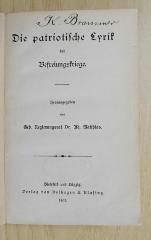 Sp 326 : Die patriotische Lyrik der Befreiungskriege (1903)
