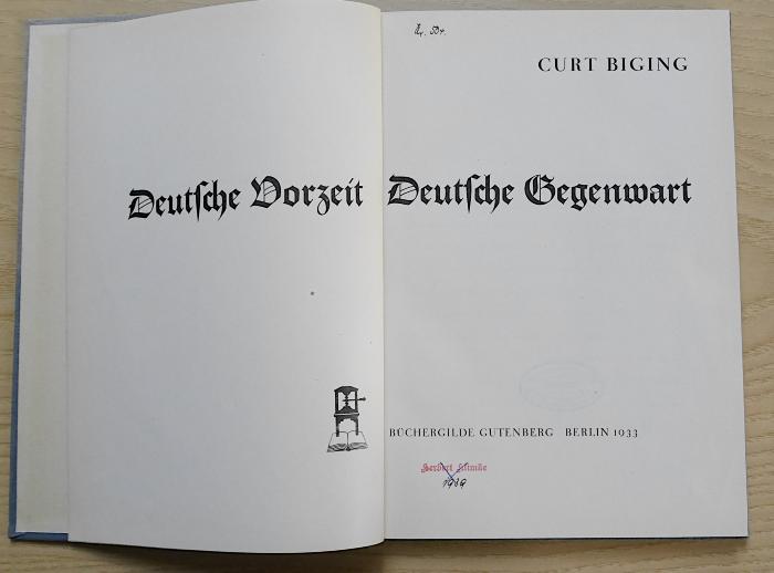 Gi 815 : Deutsche Vorzeit Deutsche Gegenwart (1933)