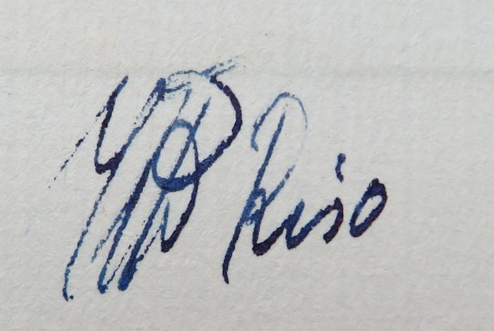 - (Riso, Karl-Ernst), Von Hand: Name; '[...] Riso'. 