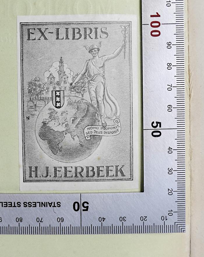 Sp 364 : Sous Le Signe De Monroe (1930);- (Eerbeek, H. J.), Etikett: Exlibris, Name; 'Ex-Libris H. J. Eerbeek
Homo proponit, sed deus disponit'. 