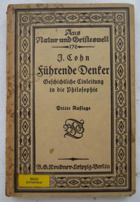 Hi 16 c: Führende Denker : Geschichtliche Einleitung in die Philosophie (1917)