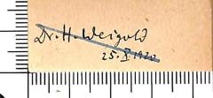 - (Weigold[?], H. Dr.), Von Hand: Name, Berufsangabe/Titel/Branche, Datum; 'Dr. H. Weigold[?] / 25.x.1920.'. 