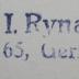 J / 802 (Rynarzewski, Josef Karl), Stempel: Name, Ortsangabe, Berufsangabe/Titel/Branche; 'Dr. med. J. Rynarzewski
Berlin N. 65, Gerichtstr. 52'.  (Prototyp)