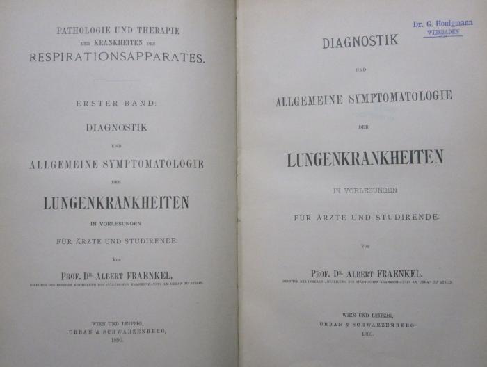 Kk 936: Diagnostik und Allgemeine Symptomatologie der Lungenkrankheiten (1890)