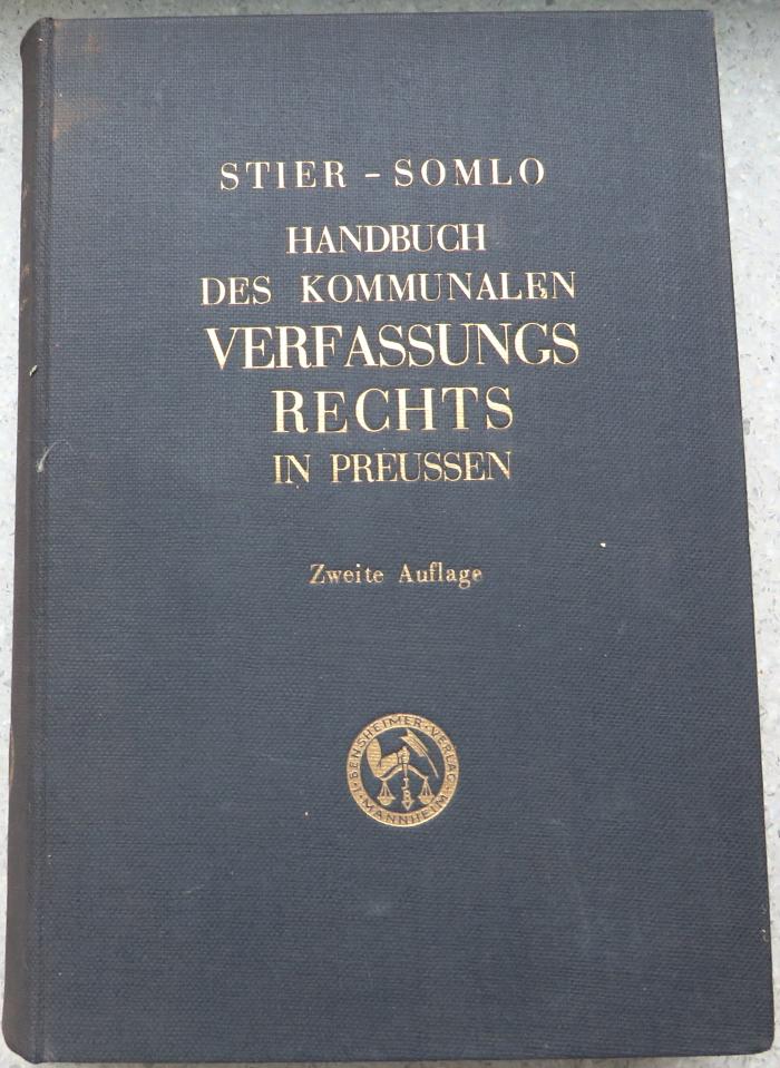 9/413 : Handbuch des kommunalen Verfassungsrechts in Preußen. Systematisch für Wissenschaft und Praxis dargestellt (1928)