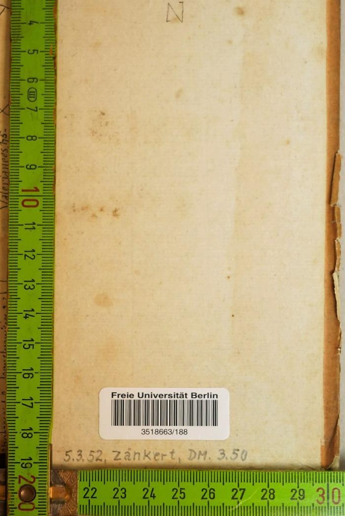 - (Zänkert), Von Hand: Buchbinder; '5.3.52, Zänkert, DM. 3.50'. 