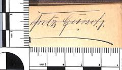 - (Gursik[?], Fritz), Von Hand: Name, Ortsangabe, Datum; 'Fritz Gursik[?] / Hildesheim, 12.5.15'. 