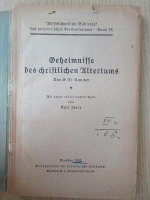 38/80/40833(2) : Geheimnisse des christlichen Altertums  (1923)