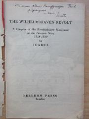 38/80/40062(3) : The Wilhelmshaven revolt: a chapter of the revolutionary movement in the German Navy 1918-1919 (1944)