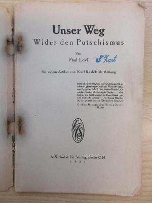 38/80/40984(0) : Unser Weg wider den Putschismus (1921)