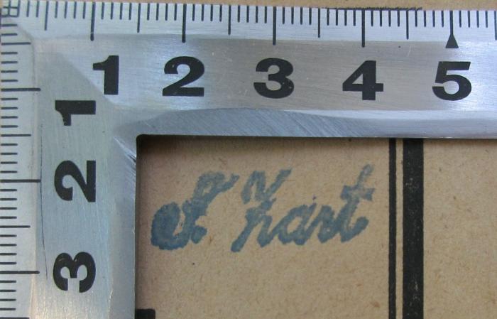 - (Zart, A. [?]), Stempel: Name; 'F. Kart [?]'. 