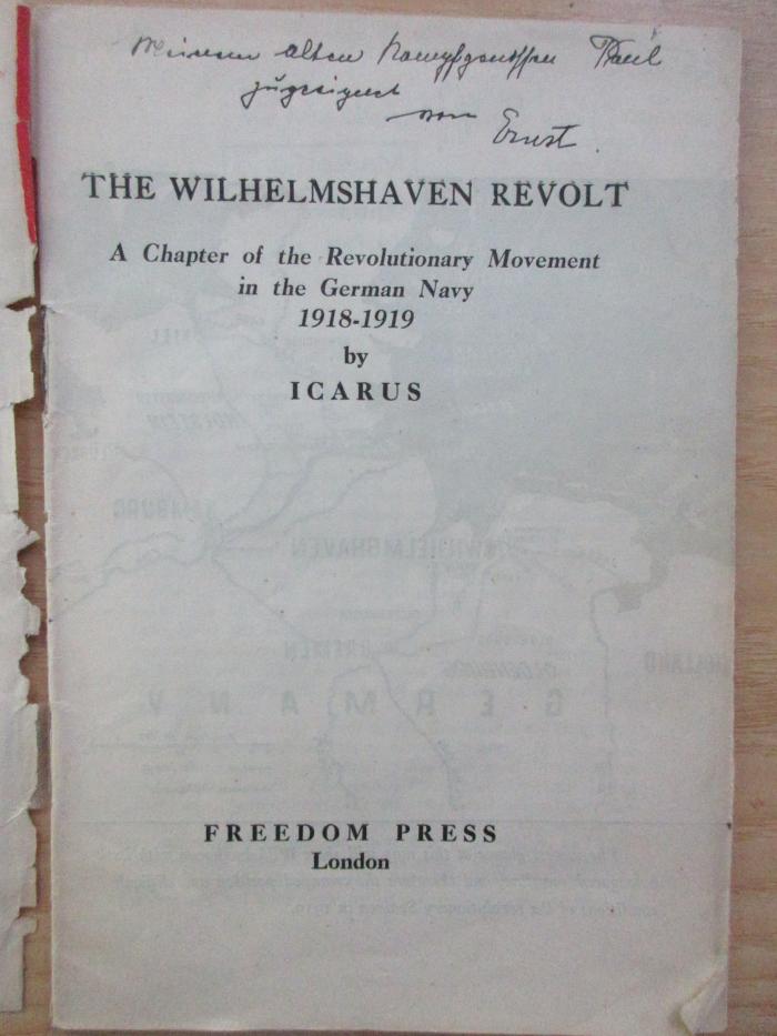 38/80/40062(3) : The Wilhelmshaven revolt: a chapter of the revolutionary movement in the German Navy 1918-1919 (1944)