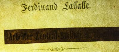 - (Arbeiter-Zentral-Bibliothek Magdeburg), Stempel: Name; 'Arbeiter-Zentral-Bibliothek, Magdeburg'. 