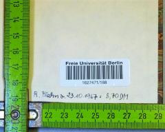 - (Klahn, R.), Von Hand: Buchbinder; 'R. Klahn v. 23.10.1967= 8,70 DM'. 
