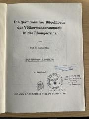 Q 351 (ausgesondert) : Die germanischen Bügelfibeln der Völkerwanderungszeit in der Rheinprovinz (1940)