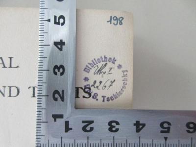 - (Bibliothek Dr. S. Tschierschky), Stempel: Name, Nummer; 'Bibliothek Dr. S. Tschierschky
[...th...] I
2267'. 