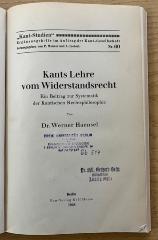 Gb 517 (ausgesondert) : Kants Lehre vom Widerstandsrecht (1926)