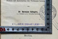 - (Lesser, Oskar), Stempel: Name; 'Exlibris Oskar Lesser,'.  (Prototyp)