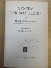 A 2/OPP 4-2 : System der Soziologie : Der Staat (1926)
