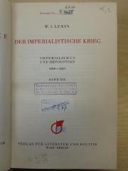 SZ Ab 654,19 : Der imperialistische Krieg. Imperialismus und Revolution. Band XIX (1930)
