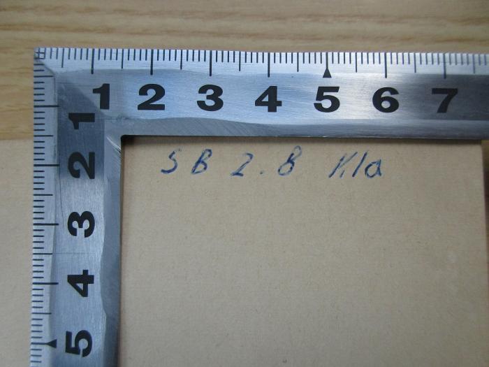 -, Von Hand: Signatur; 'S B z. 8 Kla'