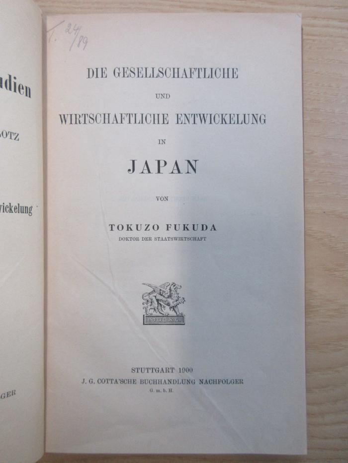 V 1759 : Die gesellschaftliche und wirtschaftliche Entwicklung in Japan. (1900)