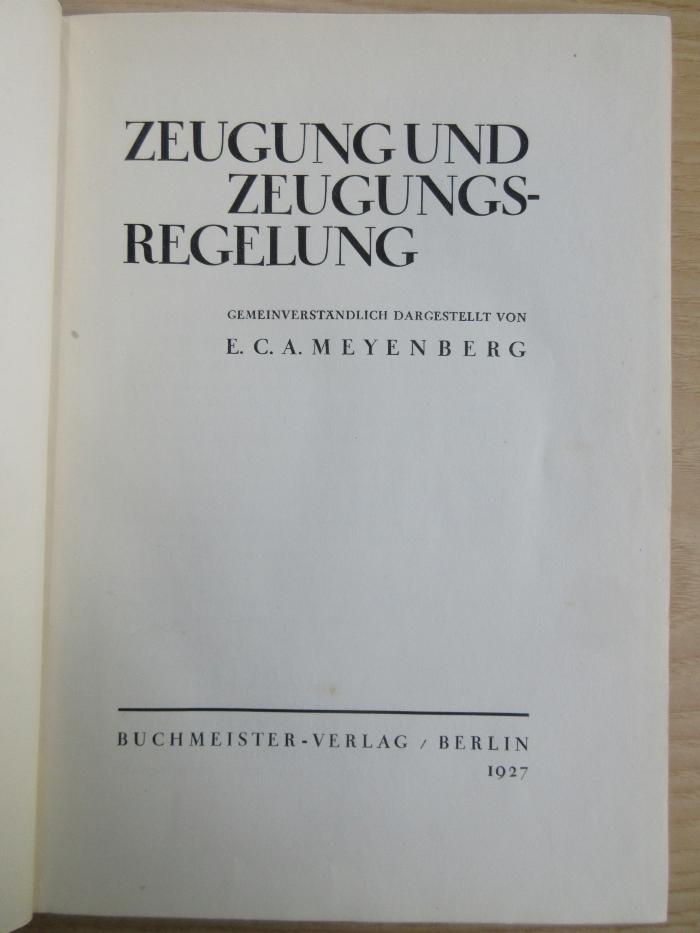SH 2182 : Zeugung und Zeugungsregelung : gemeinverständlich dargestellt (1927)