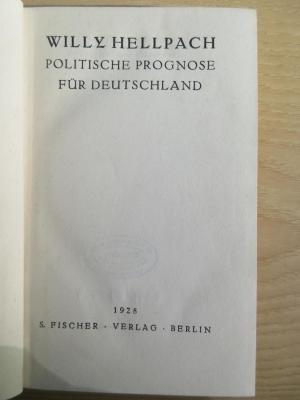 G 935a : Politische Prognose für Deutschland (1928)