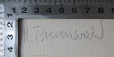 - (Thurnwald, Richard), Von Hand: Name; 'R. Thurnwald'. 