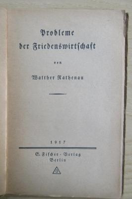 SH 1598 : Probleme der Friedenswirtschaft (1917)