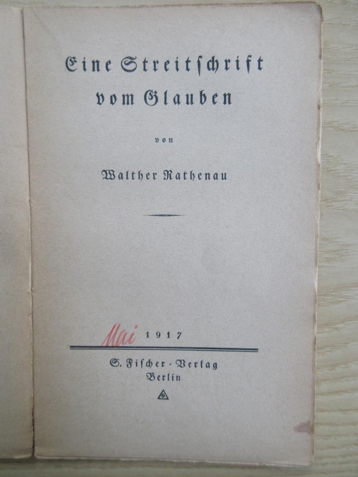 SH 1597 : Eine Streitschrift vom Glauben (1917)