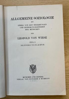 Ba 9a-1 : Allgemeine Soziologie: Beziehungslehre (1924)
