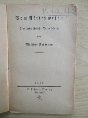 SH 1596 : Vom Aktienwesen : eine geschäftliche Betrachtung (1917)