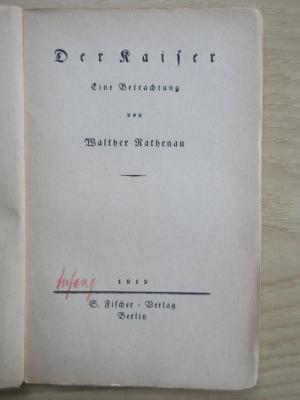 SH 1463 : Der Kaiser : eine Betrachtung (1919)