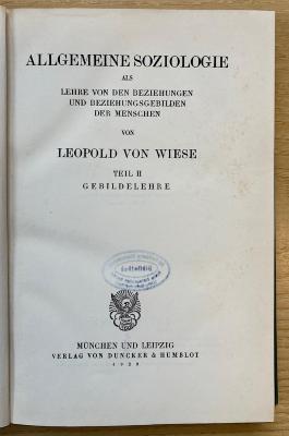 Ba 9a-2 : Allgemeine Soziologie: Gebildelehre (1929)