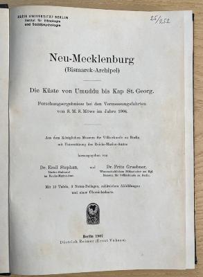 VI 1475 : Neu-Mecklenburg (Bismarck-Archipel) : die Küste von Umuddu bis Kap St. Georg ; Forschungsergebnisse bei den Vermessungsfahrten von S. M. S. Möwe im Jahre 1904  (1907)