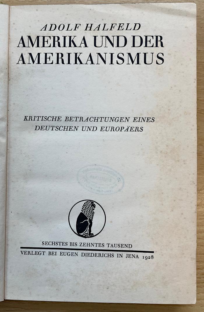 Bm 614* : Amerika und der Amerikanismus (1928)