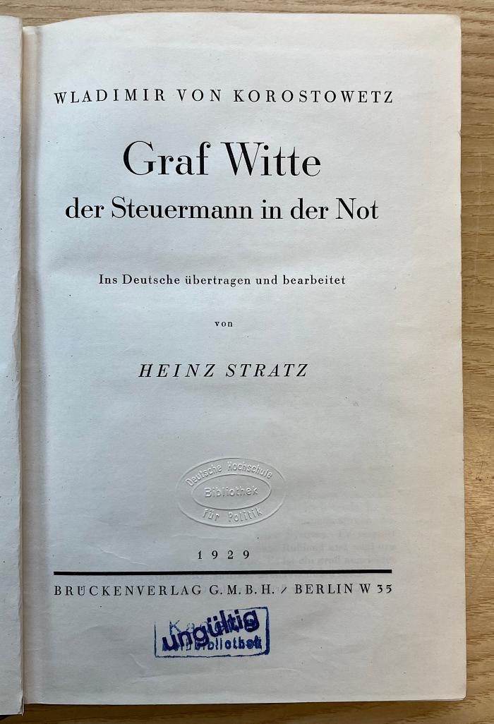 G 780 : Graf Witte, der Steuermann in der Not (1929)