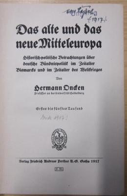 SH 2301 : Das alte und das neue Mitteleuropa (1917)