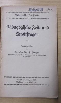 SH 2886 : Pädagogische Zeit- und Streitfragen (1921)