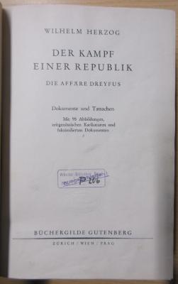 Ga 638 : Der Kampf einer Republik : die Affäre Dreyfus ; Dokumente und Tatsachen (1933)